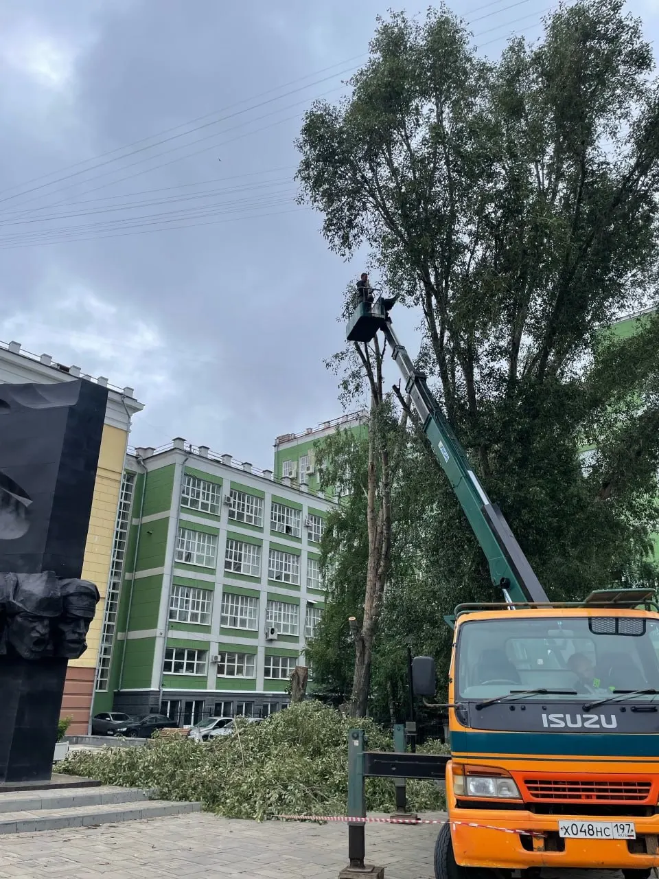 Жители Самары жалуются на вырубку здоровых деревьев на улице Красноармейской. По словам очевидцев, у бригады не было порубочного билета.