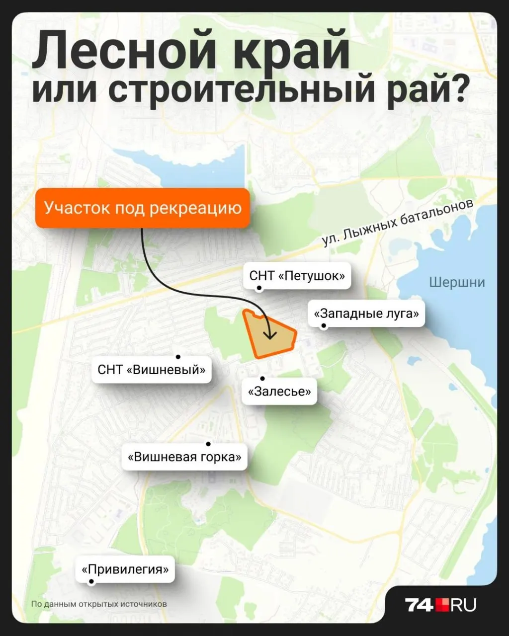 4,8 гектаров березняка у Шершневского водохранилища передали в долгосрочную аренду под реконструкцию в зоне отдыха; обсуждаются планы парка с аттракционами, проекта пока нет, что вызывает вопросы у жителей и экологов.